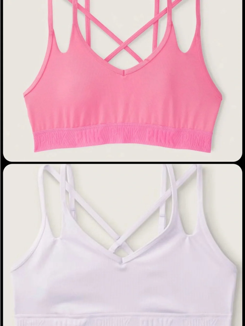 Bundle of 2 Victoria’s Secret PINK | Strappy Back Lightly Lined Bras |Large |NWT
